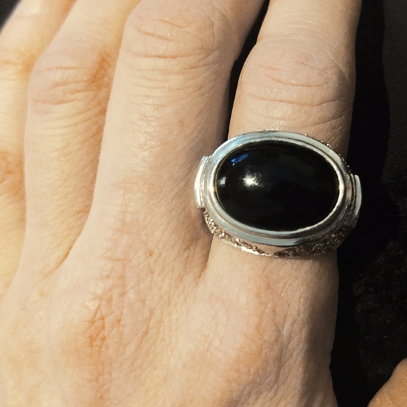 Jewelry - ISO Info- Onyx & Diamond Sterling Silver Ring-9.25